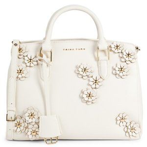 Trina Turk Ivory/White Floral Applique Purse